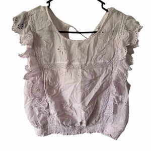 Aerie Blush Eyelet Ruffle Top